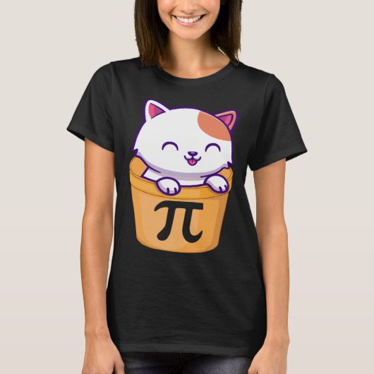 Cat Pot Pi Day Funny Pi Day Kinder docent wiskunde T-shirt (Voorkant)
