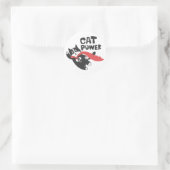 Cat power - Kies achtergrondkleur Ronde Sticker (Tas)