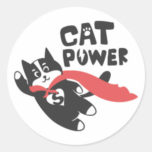 Cat power - Kies achtergrondkleur Ronde Sticker