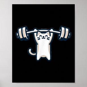 Cat Powerlifting Gewichtheffen Gym Workout Poster