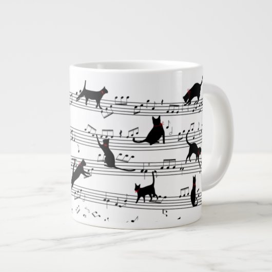 Cat Pplay Note Music, Cat Music, Black Cat Cat Cft Grote Koffiekop (Voorkant rechts)
