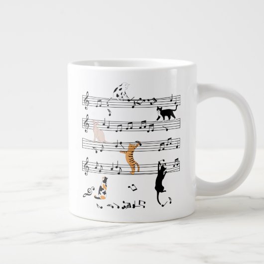 Cat PplayNote Music, Naughty Cat Gift, Cute Cat Grote Koffiekop (Rechts)