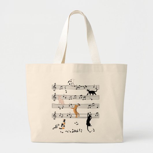 Cat PplayNote Music, Naughty Cat Gift, Cute Cat Grote Tote Bag (Voorkant)