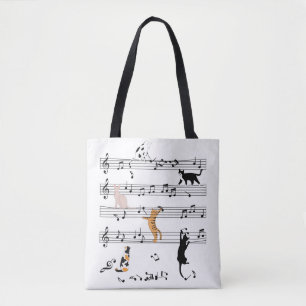 Cat PplayNote Music, Naughty Cat Gift, Cute Cat Tote Bag