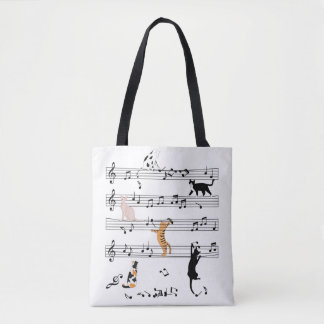 Cat PplayNote Music, Naughty Cat Gift, Cute Cat Tote Bag