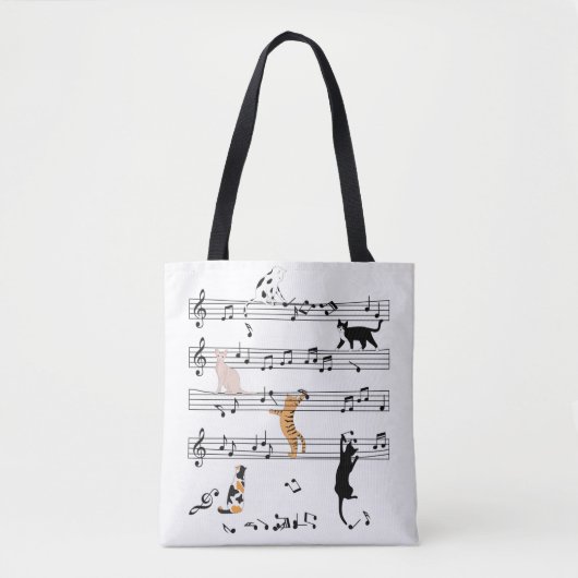 Cat PplayNote Music, Naughty Cat Gift, Cute Cat Tote Bag (Voorkant)