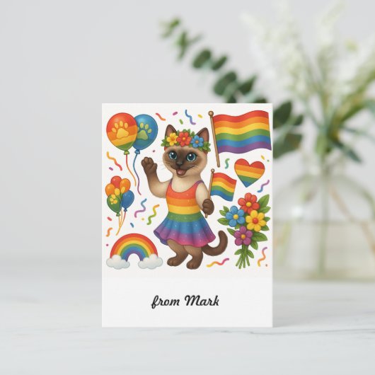 Cat Pride Paws Kat-geïnspireerde Pride LGBTQ Briefkaart (Staand voorkant)