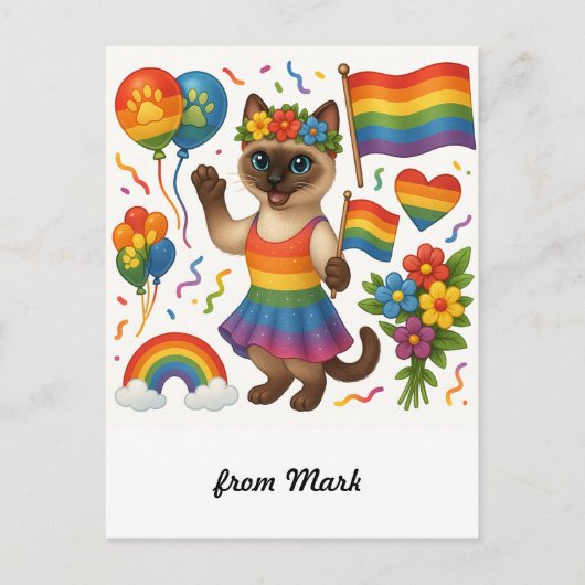 Cat Pride Paws Kat-geïnspireerde Pride LGBTQ Briefkaart (Voorkant)