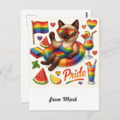 Cat Pride Paws Kat-geïnspireerde Pride LGBTQ Briefkaart (Voorkant / Achterkant)