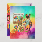 Cat Pride Paws Kat-geïnspireerde Pride LGBTQ Briefkaart (Voorkant / Achterkant)