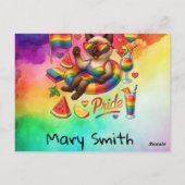 Cat Pride Paws Kat-geïnspireerde Pride LGBTQ Briefkaart (Achterkant)