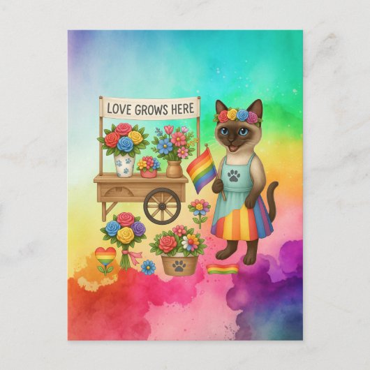Cat Pride Paws Kat-geïnspireerde Pride LGBTQ Briefkaart (Voorkant)