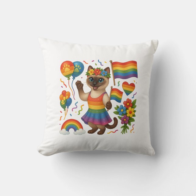 Cat Pride Paws Kat-geïnspireerde Pride LGBTQ Kussen (Voorkant)
