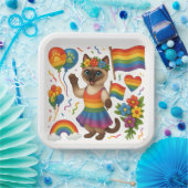 Cat Pride Paws Kat-geïnspireerde Pride LGBTQ Papieren Bordje (Feest)