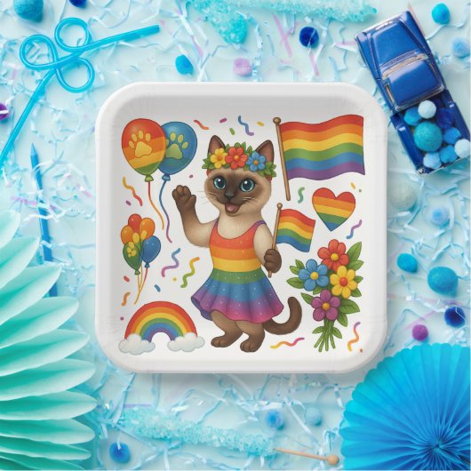 Cat Pride Paws Kat-geïnspireerde Pride LGBTQ Papieren Bordje (Feest)