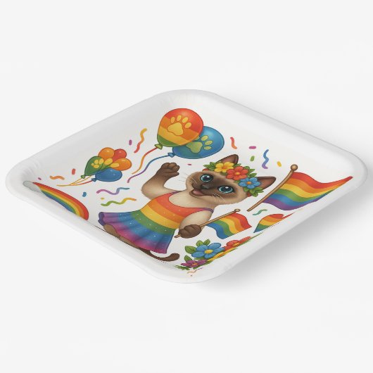 Cat Pride Paws Kat-geïnspireerde Pride LGBTQ Papieren Bordje (Gebogen)