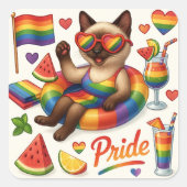 Cat Pride Paws Kat-geïnspireerde Pride LGBTQ Vierkante Sticker (Voorkant)