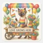 Cat Pride Paws Kat-geïnspireerde Pride LGBTQ Vierkante Sticker (Voorkant)