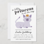 Cat Princess Baby shower Paars Kaart (Voorkant)