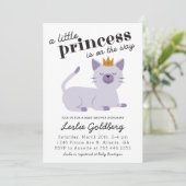 Cat Princess Baby shower Paars Kaart (Staand voorkant)