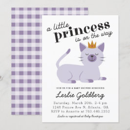 Cat Princess Baby shower Paars Kaart