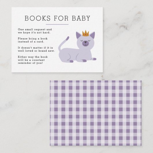 Cat Princess Book Request Baby shower Informatiekaartje (Voorkant / Achterkant)