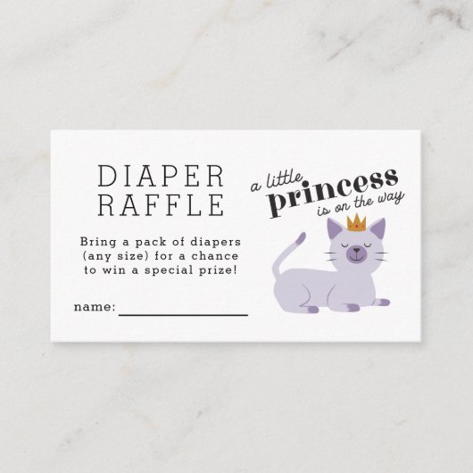 Cat Princess Diaper Raffle Ticket Informatiekaartje (Voorkant)