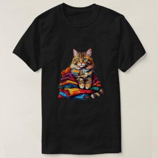 Cat Print Moderne Mannen-zwarte T-shirts