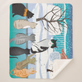 Cat Print Sherpa Blanket (Aqua) Sherpa Deken (Voorkant)