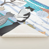 Cat Print Sherpa Blanket (Aqua) Sherpa Deken (3/4)
