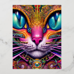 Cat Psychedelic Fantasy Character Portrait Folie Feestdagen Briefkaart