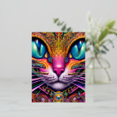 Cat Psychedelic Fantasy Character Portrait Folie Feestdagen Briefkaart (Staand Voorkant)