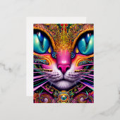 Cat Psychedelic Fantasy Character Portrait Folie Feestdagen Briefkaart (Voorkant / Achterkant)
