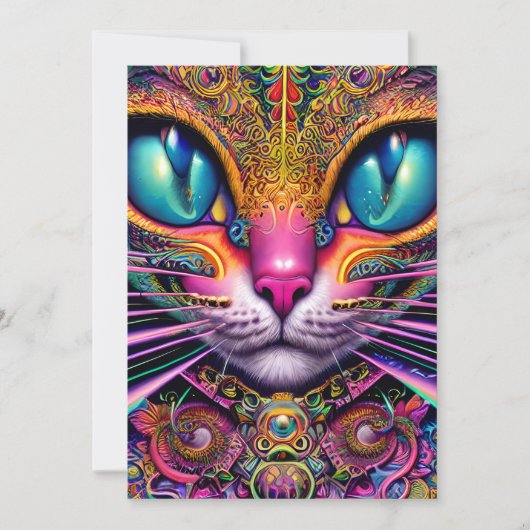 Cat Psychedelic Fantasy Character Portrait Kaart (Voorkant)