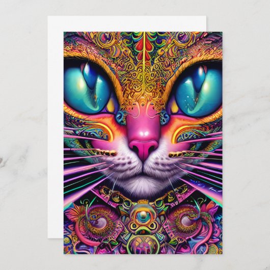 Cat Psychedelic Fantasy Character Portrait Kaart (Voorkant / Achterkant)