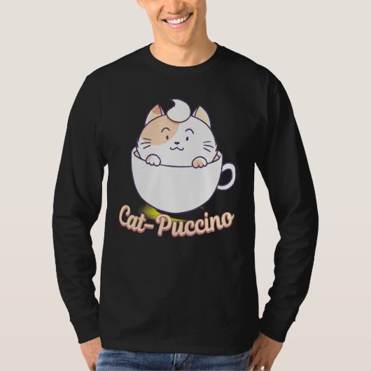 Cat Puccino Cappuccino Cat Kitten Coffee Drink T-shirt (Voorkant)