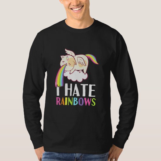 Cat Puke Rainbow Vomit I Hate Rainbows Cute T-shirt (Voorkant)