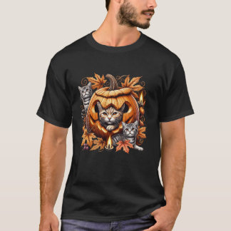 Cat Pumpkin 90s Halloween Bloemen Spooky Se T-shirt