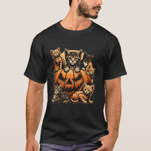 Cat Pumpkin 90s Halloween Bloemen Spooky Se T-shirt