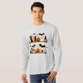 Cat Pumpkin Bat Spider Halloween Boek Kaars T-shirt (Voorkant volledig)