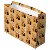 Cat & Pumpkin Halloween Large Gift Bag Groot Cadeauzakje (Achterkant Gekanteld)