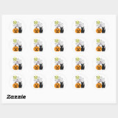 Cat & Pumpkin Halloween Ronde Sticker (Vel)