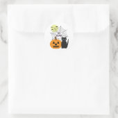 Cat & Pumpkin Halloween Ronde Sticker (Tas)