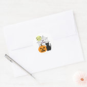 Cat & Pumpkin Halloween Ronde Sticker (Envelop)