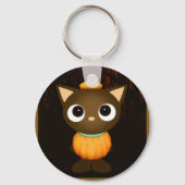 Cat Pumpkin Halloween Sleutelhanger (Voorkant)