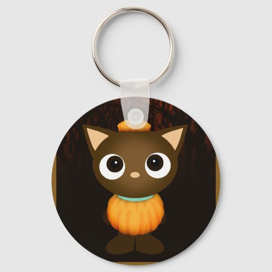 Cat Pumpkin Halloween Sleutelhanger (Voorkant)