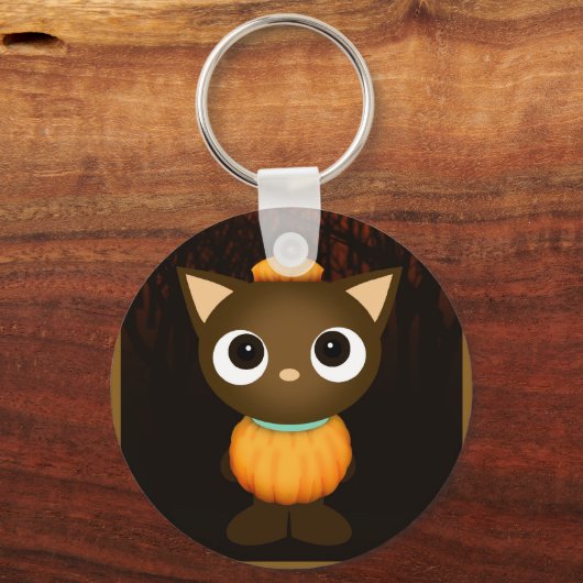 Cat Pumpkin Halloween Sleutelhanger (Voorkant)
