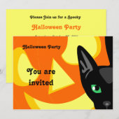 Cat Pumpkin Halloween Uitnodiging (Voorkant / Achterkant)
