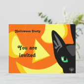 Cat Pumpkin Halloween Uitnodiging (Staand voorkant)
