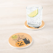 Cat & Pumpkin Halloween Zandsteen Onderzetter (Zijkant)